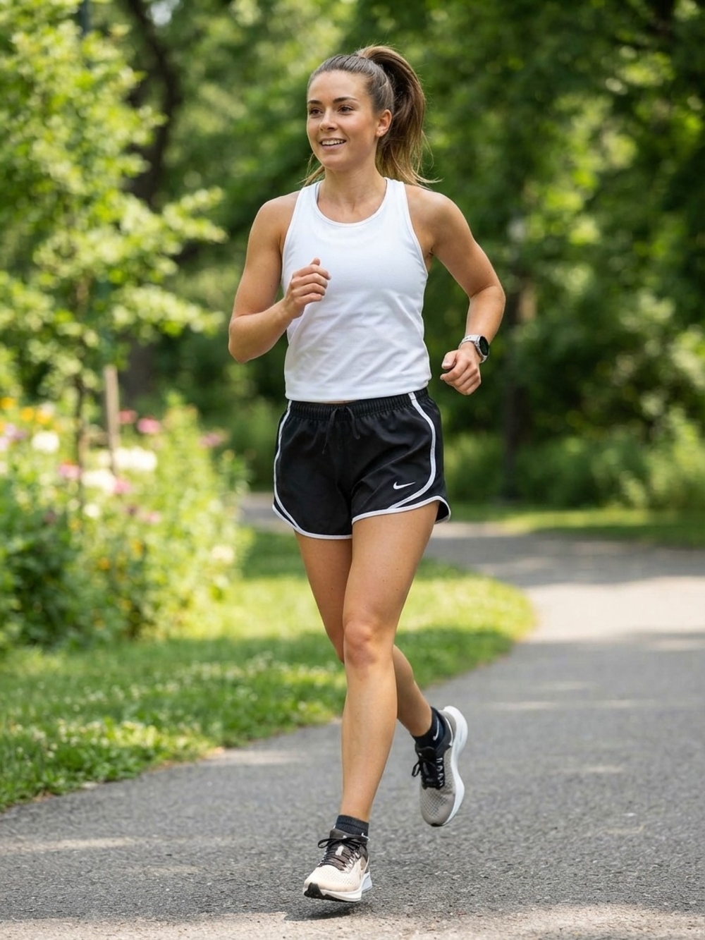 Nike Black Running Shorts with White Trim - Women's Athletic Shorts